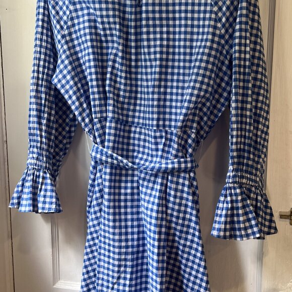 Women's Who What Wear Large Blue and White Gingham Dress/Tunic - Picture 5 of 5